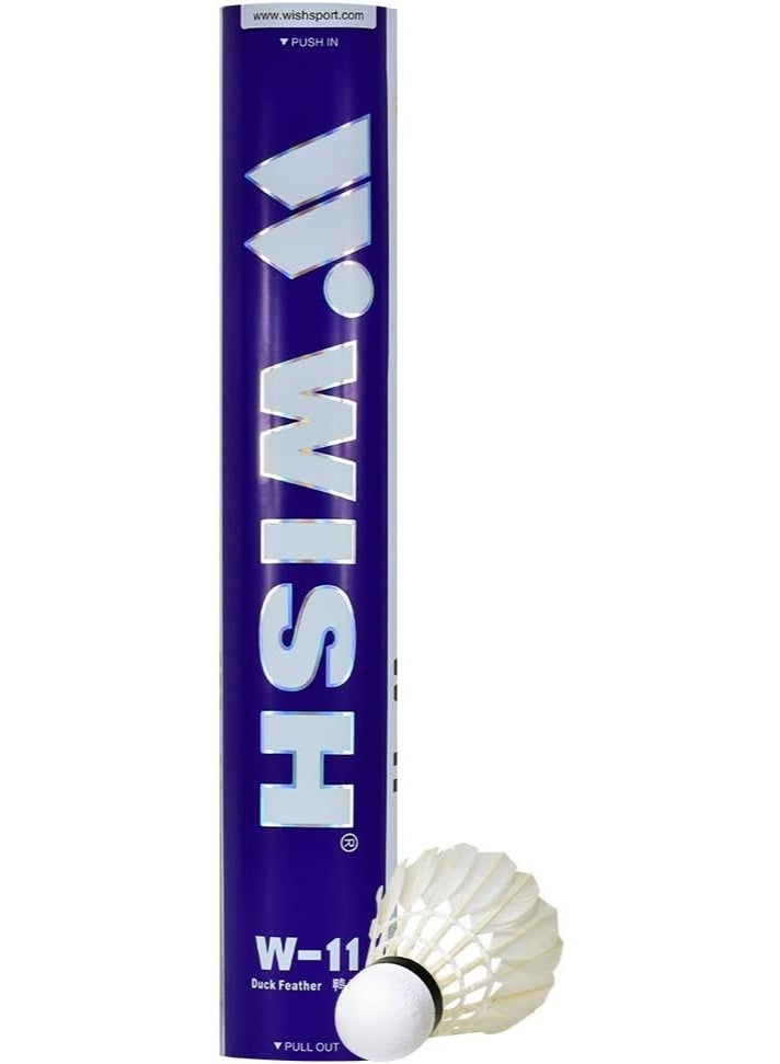 WISH W-11 Duck Feather Badminton Shuttlecocks | Tournament Quality | Pack of 12 - Image 2